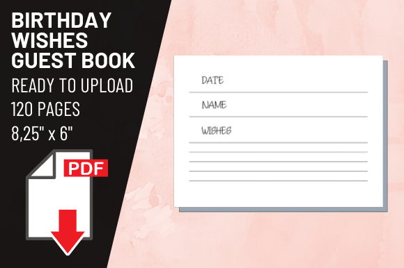 KDP Interior Birthday Wishes Guest Book: 8.25x6 Ready PDF