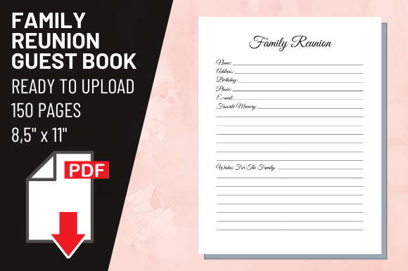 KDP Interior Family Reunion Guest Book: Ready-to-Print