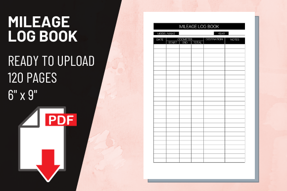 KDP Interior Mileage Log Book: Ready-to-Print 6x9 PDF