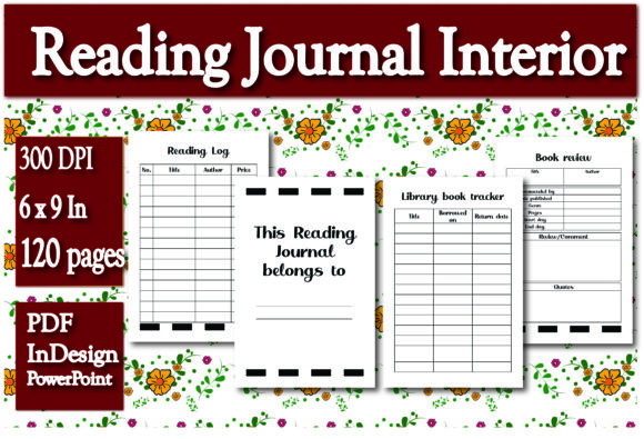 KDP Reading Journal Interior: Editable 6x9 Template