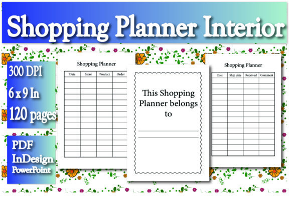 KDP Shopping Planner Interior: Editable 6x9 Template