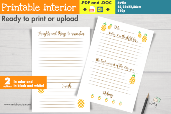 Pineapple Gratitude Printable Journal: A Versatile Interior for KDP and Personal Use