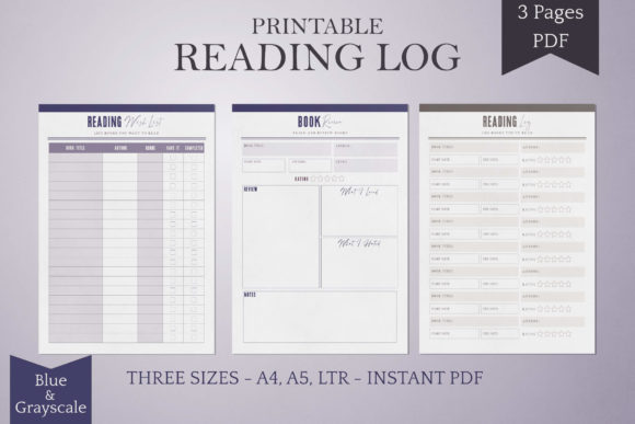 Reading Log Printables - Blue Grayscale: Organizing Your Literary Life with Intention